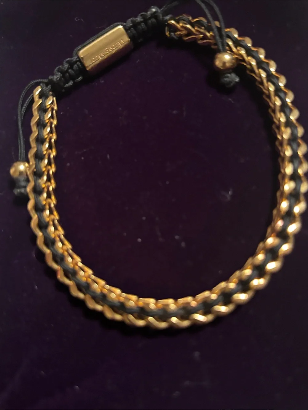 George Black Cord and Gold-Tone Braided Bracelet